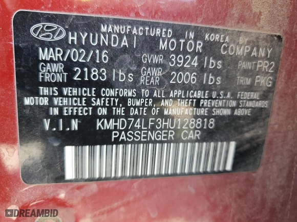 2017 Hyundai Elantra SE with VIN KMHD74LF3HU128818, listed as a Copart auction lot 50088785 with 123,493 mi miles and Salvage Title. Bid and sale history available at carsss.com. Image 12.