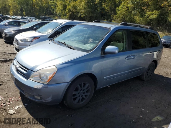 2009 Kia Sedona LX with VIN KNDMB233X96279951, listed as a Copart auction lot 73436374 with 76,558 mi miles and Clean Title. Bid and sale history available at carsss.com. Image 1.