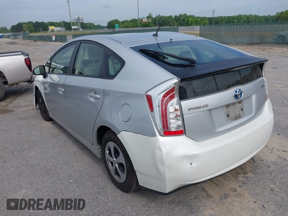 2013 Toyota Prius One with VIN JTDKN3DU5D0352800, listed as a IAAI auction lot 42102084 with 341,876 mi miles. Bid and sale history available at carsss.com. Image 3.