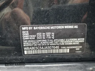 2018 BMW 3 Series 328d with VIN WBA8E5C54JA507646, listed as a Copart auction lot 75518574 with 50,951 mi miles and Salvage title. Bid and sale history available at DreamBid. Image 12.