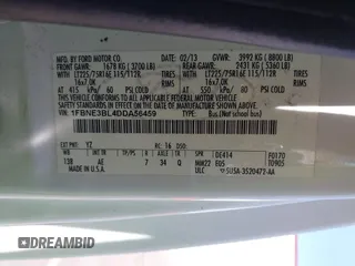 2013 Ford Econoline Passenger XL z VIN 1FBNE3BL4DDA56459, wystawiony jako IAAI lot #42223633 z przebiegiem 411 732 mil mil oraz . Historia ofert i sprzedaży dostępna na DreamBid. Obrazek 9.