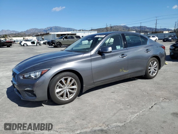 2021 Infiniti Q50 Pure with VIN JN1EV7AP7MM704225, listed as a Copart auction lot 47425665 with 25,441 mi miles and Salvage Title. Bid and sale history available at DreamBid. Image 1.
