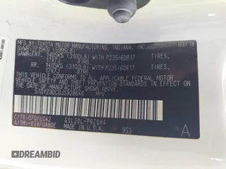 2018 Toyota Sienna XLE Auto Access Seat with VIN 5TDYZ3DC0JS928646, listed as a IAAI auction lot 40179964 with 124,350 mi miles and . Bid and sale history available at DreamBid. Image 9.