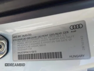 2016 Audi A3 z VIN WAUG7GFF8G1015815, wystawiony jako IAAI lot #41826434 z przebiegiem 84 120 mil mil oraz . Historia ofert i sprzedaży dostępna na DreamBid. Obrazek 9.
