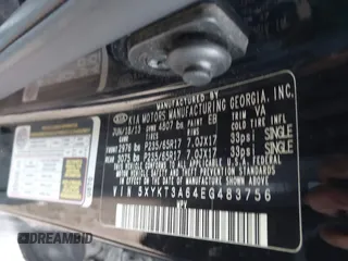 2014 Kia Sorento LX with VIN 5XYKT3A64EG483756, listed as a IAAI auction lot 41472374 with 118,660 mi miles. Bid and sale history available at carsss.com. Image 9.