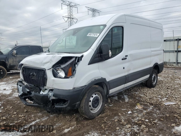 2023 Ford Transit Cargo with VIN 1FTBR1C8XPKB74159, listed as a Copart auction lot 86372424 with 19,082 mi miles and Salvage Title. Bid and sale history available at carsss.com. Image 1.