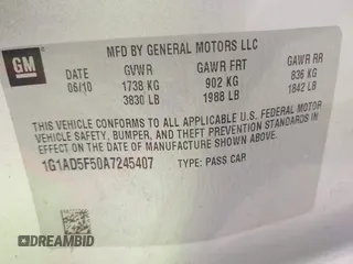 2010 Chevrolet Cobalt 1LT with VIN 1G1AD5F50A7245407, listed as a IAAI auction lot 42113257 with 148,872 mi miles and . Bid and sale history available at DreamBid. Image 9.