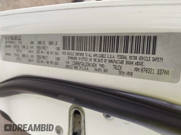 2018 Ram 1500 Tradesman с VIN 1C6RR6FGXJS341424, выставлен на аукционе IAAI как лот 41609821 с пробегом 86 894 миль миль и . История ставок и продаж доступна на DreamBid. Изображение 9.