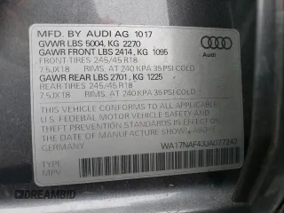 2018 Audi allroad A4 Premium with VIN WA17NAF43JA077242, listed as a Copart auction lot 40792563 with 29,209 mi miles and . Bid and sale history available at DreamBid. Image 12.