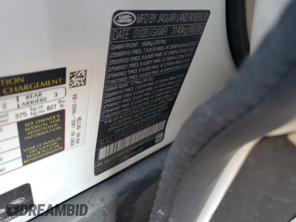 2020 Land Rover Range Rover with VIN SALGR2SU2LA597739, listed as a Copart auction lot 69633754 with 52,808 mi miles and Salvage title. Bid and sale history available at DreamBid. Image 12.