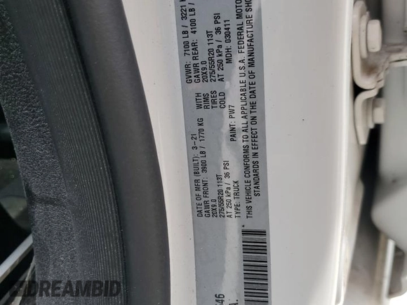 2021 Ram 1500 Big Horn with VIN 1C6SRFFTXMN696546, listed as a Copart auction lot 57255845 with 64,550 mi miles and Salvage title. Bid and sale history available at DreamBid. Image 12.