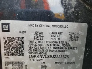 2018 GMC Acadia SLT с VIN 1GKKNVLS9JZ223675, выставлен на аукционе Copart как лот 57065665 с пробегом 117 379 миль миль и Списание • Salvage title. История ставок и продаж доступна на DreamBid. Изображение 13.