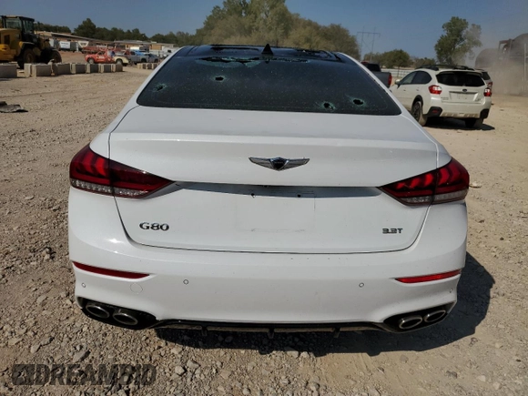 2018 Genesis G80 3.3T Sport with VIN KMHGN4JB0JU233583, listed as a Copart auction lot 73853964 with 55,690 mi miles and Salvage Title. Bid and sale history available at carsss.com. Image 6.