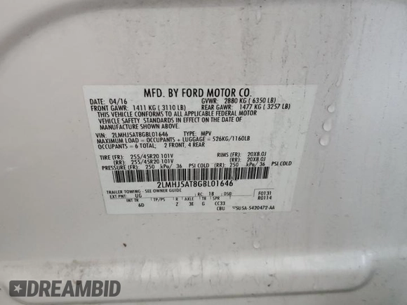 2016 Lincoln MKT EcoBoost z VIN 2LMHJ5AT8GBL01646, wystawiony jako Copart lot #85357264 z przebiegiem 77 066 mil mil oraz Szkoda całkowita • Salvage title. Historia ofert i sprzedaży dostępna na DreamBid. Obrazek 14.