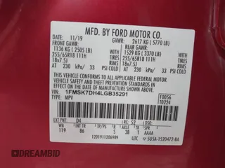 2020 Ford Explorer XLT with VIN 1FMSK7DH4LGB35291, listed as a IAAI auction lot 41261829 with 144,753 mi miles and . Bid and sale history available at DreamBid. Image 9.