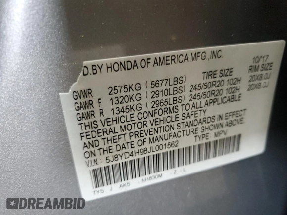 2018 Acura MDX w/Advance/Entertainment Pkg with VIN 5J8YD4H98JL001562, listed as a Copart auction lot 72134414 with 76,937 mi miles and Salvage Title. Bid and sale history available at carsss.com. Image 15.