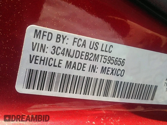 2021 Jeep Compass 80th Anniversary with VIN 3C4NJDEB2MT595656, listed as a IAAI auction lot 41874360 with 76,296 mi miles and . Bid and sale history available at DreamBid. Image 9.