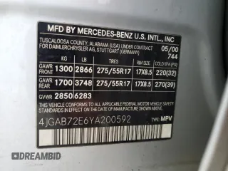 2000 Mercedes-Benz M 320/430/500 с VIN 4JGAB72E6YA200592, выставлен на аукционе Copart как лот 57261935 с пробегом 210 338 миль миль и Чистый • Clean title. История ставок и продаж доступна на DreamBid. Изображение 13.