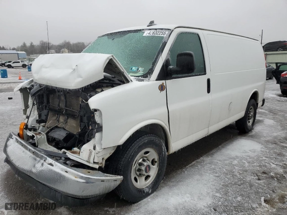 2017 GMC Savana Cargo Van with VIN 1GTW7AFG9H1105383, listed as a Copart auction lot 42632255 with 0 mi miles and Salvage Title. Bid and sale history available at carsss.com. Image 1.