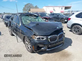 2020 BMW X3 sDrive30i with VIN 5UXTY3C03L9D58004, listed as a IAAI auction lot 40703189 with 1 mi miles. Bid and sale history available at carsss.com. Image 1.