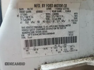 2008 Ford F-450 XL with VIN 1FTXW43R78EA89840, listed as a Copart auction lot 63875354 with 192,245 mi miles and Salvage Title. Bid and sale history available at carsss.com. Image 13.