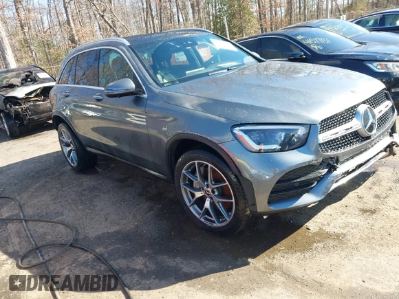2020 Mercedes-Benz GLC with VIN WDC0G8EB3LF695087, listed as a IAAI auction lot 41588957 with 53,355 mi miles. Bid and sale history available at carsss.com. Image 1.