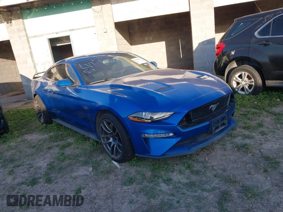 2019 Ford Mustang GT z VIN 1FA6P8CFXK5175033, wystawiony jako IAAI lot #41919645 z przebiegiem Nie podano mil oraz . Historia ofert i sprzedaży dostępna na DreamBid. Obrazek 1.