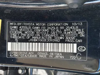 2014 Lexus ES 350 with VIN JTHBK1GG2E2093982, listed as a IAAI auction lot 41833507 with 154,969 mi miles. Bid and sale history available at carsss.com. Image 9.