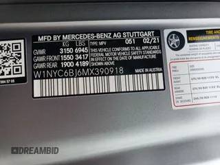 2021 Mercedes-Benz G G 550 with VIN W1NYC6BJ6MX390918, listed as a Copart auction lot 56117663 with Not Provided miles. Bid and sale history available at carsss.com. Image 15.