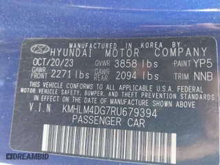 2024 Hyundai Elantra SEL with VIN KMHLM4DG7RU679394, listed as a IAAI auction lot 41795039 with 6,124 mi miles. Bid and sale history available at carsss.com. Image 9.