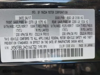 2017 Mazda CX-5 Sport with VIN JM3KFBBL2H0144792, listed as a IAAI auction lot 41654031 with 77,107 mi miles. Bid and sale history available at carsss.com. Image 9.