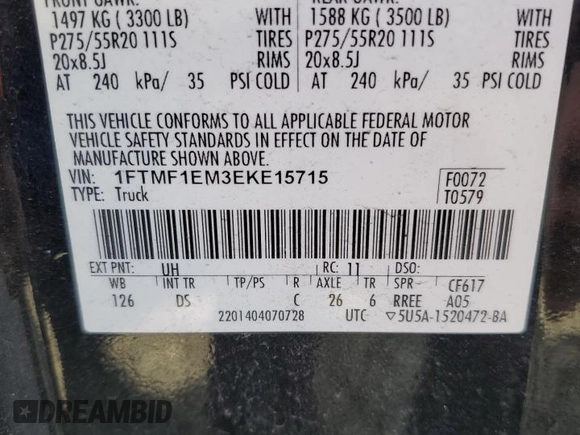 2014 Ford F-150 XL с VIN 1FTMF1EM3EKE15715, выставлен на аукционе Copart как лот 51105035 с пробегом 150 593 миль миль и Чистый • Clean title. История ставок и продаж доступна на DreamBid. Изображение 12.