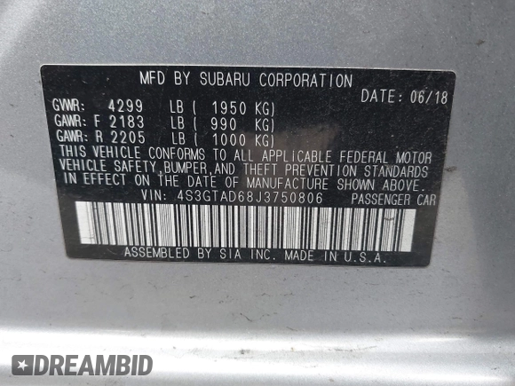 2018 Subaru Impreza Premium с VIN 4S3GTAD68J3750806, выставлен на аукционе IAAI как лот 41581873 с пробегом 63 930 миль миль и . История ставок и продаж доступна на DreamBid. Изображение 9.