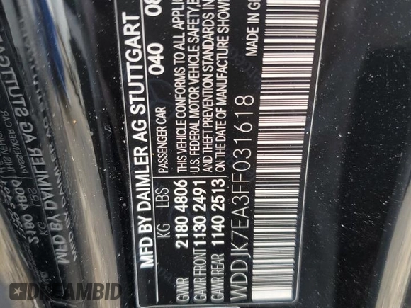 2015 Mercedes-Benz SL 63 AMG with VIN WDDJK7EA3FF031618, listed as a Copart auction lot 50321245 with 27,889 mi miles and Salvage title. Bid and sale history available at DreamBid. Image 12.
