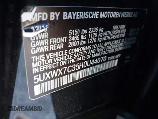 2017 BMW X3 xDrive35i with VIN 5UXWX7C35H0U44070, listed as a IAAI auction lot 41510326 with Not Provided miles and . Bid and sale history available at DreamBid. Image 9.