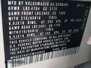2012 Volkswagen Tiguan with VIN WVGCV7AX1CW598552, listed as a Copart auction lot 41582135 with 149,666 mi miles and Clean Title. Bid and sale history available at DreamBid. Image 13.