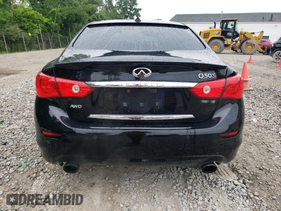 2016 Infiniti Q50 Red Sport 400 with VIN JN1FV7AR4GM450788, listed as a Copart auction lot 63069385 with 87,740 mi miles and Salvage title. Bid and sale history available at DreamBid. Image 6.