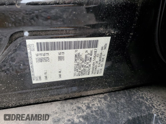 2023 Nissan Maxima SR with VIN 1N4AA6EV8PC506487, listed as a Copart auction lot 66585654 with 770 mi miles and Salvage title. Bid and sale history available at DreamBid. Image 12.