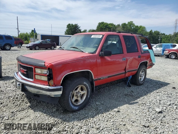 1999 GMC Yukon with VIN 1GKEK13R5XJ700234, listed as a Copart auction lot 55885584 with 163,129 mi miles and Salvage Title. Bid and sale history available at carsss.com. Image 1.