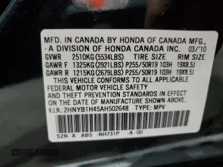 2010 Acura ZDX Tech Pkg with VIN 2HNYB1H45AH502648, listed as a Copart auction lot 77595704 with 53,670 mi miles and Salvage Title. Bid and sale history available at carsss.com. Image 15.