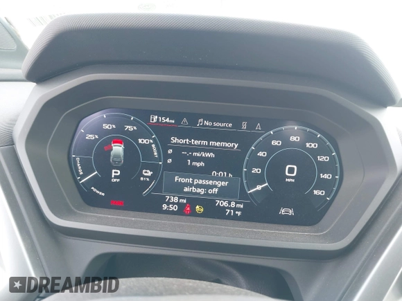 2024 Audi Q4 e-tron Premium Plus with VIN WA1LUBFZ0RP034490, listed as a IAAI auction lot 41382884 with 738 mi miles and . Bid and sale history available at DreamBid. Image 18.