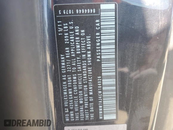 2012 Volkswagen Golf TDI с VIN WVWMM7AJ4CW184026, выставлен на аукционе Copart как лот 74379804 с пробегом 129 851 миль миль и Чистый • Clean title. История ставок и продаж доступна на DreamBid. Изображение 12.