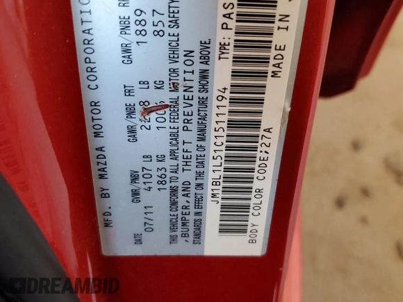 2012 Mazda 3 S Touring with VIN JM1BL1L51C1511194, listed as a Copart auction lot 49462255 with 106,415 mi miles and Salvage Title. Bid and sale history available at DreamBid. Image 14.