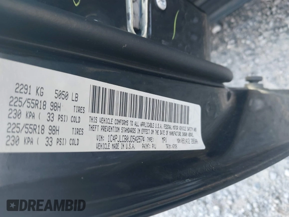2018 Jeep Cherokee Latitude with VIN 1C4PJLCB0JD542574, listed as a IAAI auction lot 42506963 with 82,474 mi miles and . Bid and sale history available at DreamBid. Image 9.