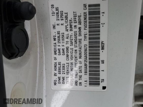 2010 Acura TL with VIN 19UUA8F25AA009473, listed as a Copart auction lot 52522405 with 57,385 mi miles and Clean Title. Bid and sale history available at carsss.com. Image 12.