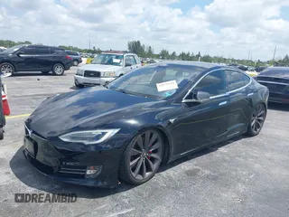2017 Tesla Model S 100D with VIN 5YJSA1E47HF185734, listed as a IAAI auction lot 42076544 with 56,682 mi miles. Bid and sale history available at carsss.com. Image 2.