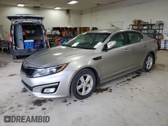 2014 Kia Optima LX z VIN KNAGM4A73E5494917, wystawiony jako Copart lot #65395515 z przebiegiem 119 259 mil mil oraz Czysty tytuł • Clean title. Historia ofert i sprzedaży dostępna na DreamBid. Obrazek 1.