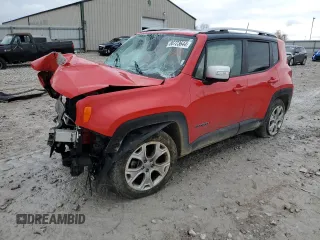 2018 Jeep Renegade Limited z VIN ZACCJADB4JPG66883, wystawiony jako Copart lot #80723644 z przebiegiem Nie podano mil oraz Szkoda całkowita • Salvage title. Historia ofert i sprzedaży dostępna na DreamBid. Obrazek 1.
