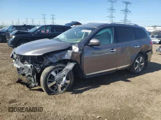 2014 Nissan Pathfinder Platinum with VIN 5N1AR2MM0EC708740, listed as a Copart auction lot 58331805 with Not provided miles and Salvage title. Bid and sale history available at DreamBid. Image 1.