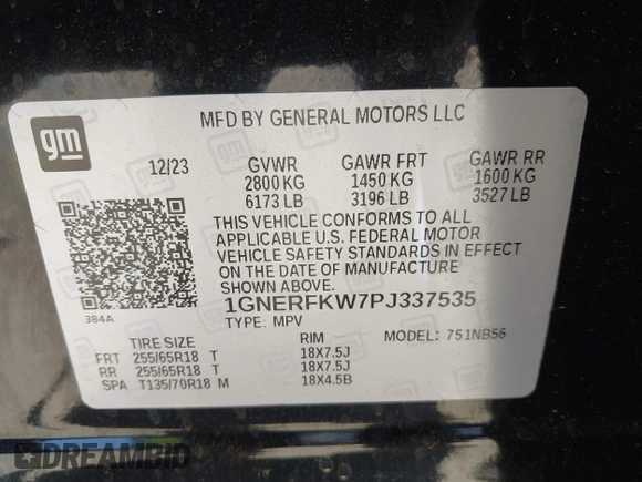 2023 Chevrolet Traverse LS with VIN 1GNERFKW7PJ337535, listed as a IAAI auction lot 41750104 with 11,816 mi miles. Bid and sale history available at carsss.com. Image 9.